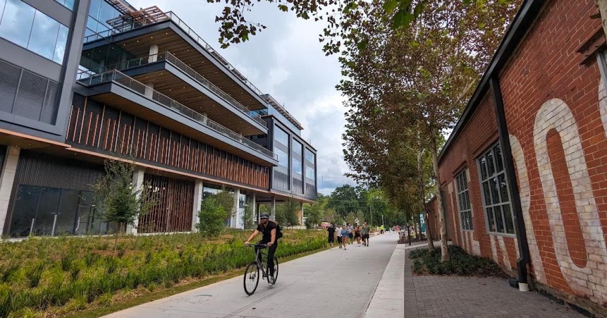 ワールドアトラス ATLAS Herald Tribune Atlanta Beltline building bags Rivian's East Coast